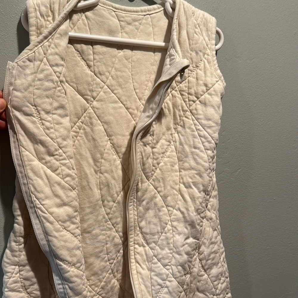 Coyuchi Cream Handstitched Quilted Sleep Sack 100% Organic Cotton zip up - Picture 5 of 10
